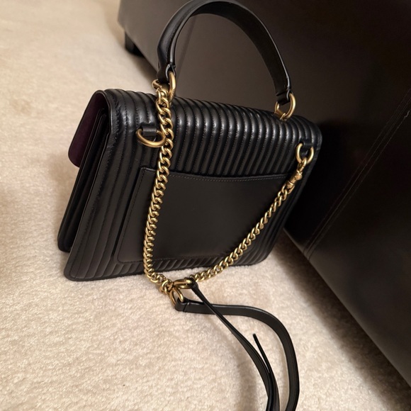 Coach Parker Black Quilted Satchel with Gold Chain - Picture 12 of 15